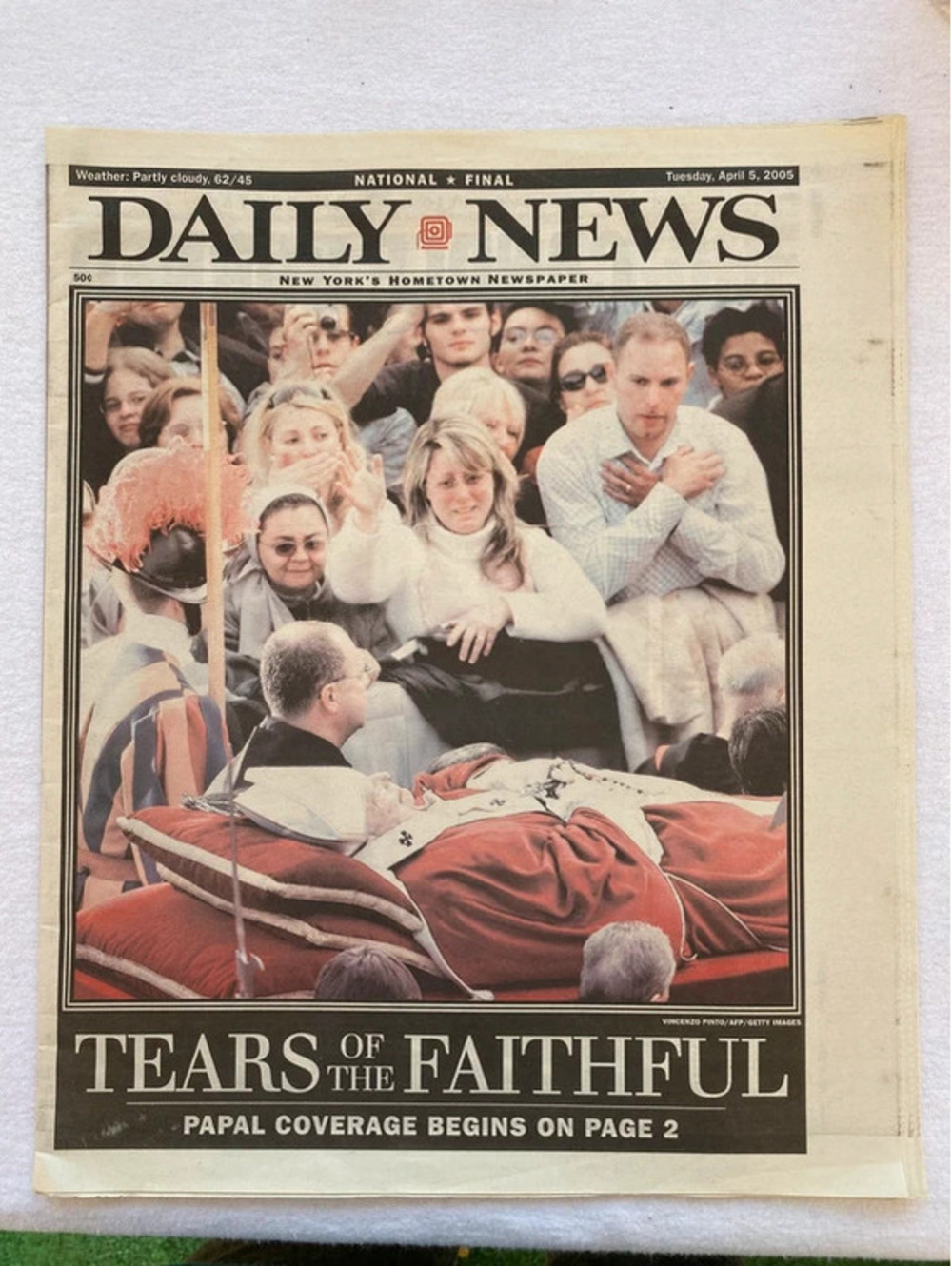 New York Daily News newspaper from April 5, 2005- The death of Pope John Paul II
